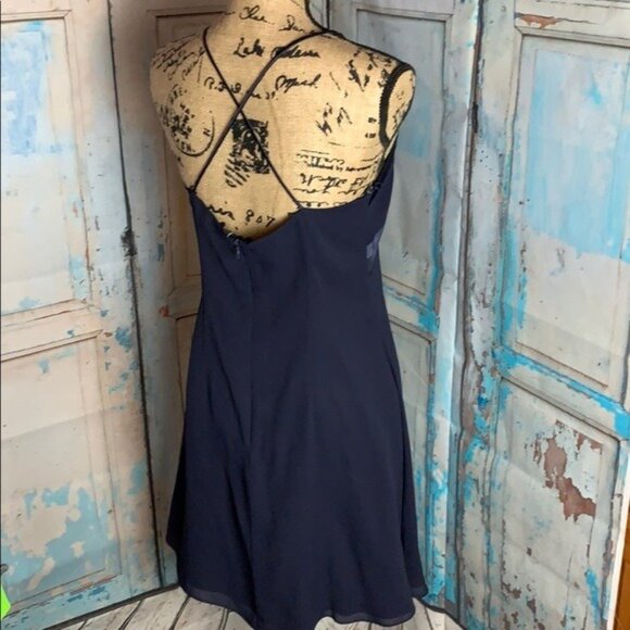 Rhapsody Navy Blue Halter Sleeveless Crisscross Back Formal Dress Womens Size S - Picture 6 of 12